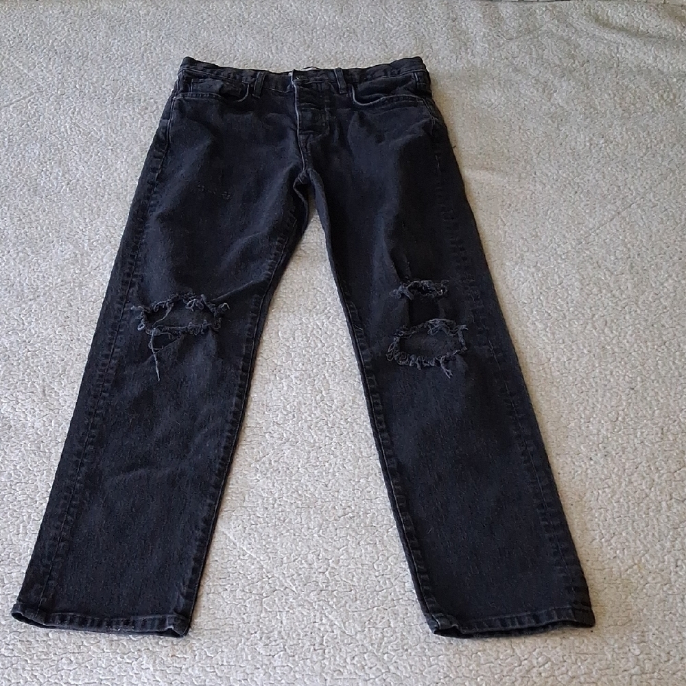 We The Free High Rise Charcoal Distressed Jeans